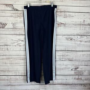 Mens VTG Pro Spirit Navy Baby Blue Side Stripe Snap Warm Up Basketball Pants S